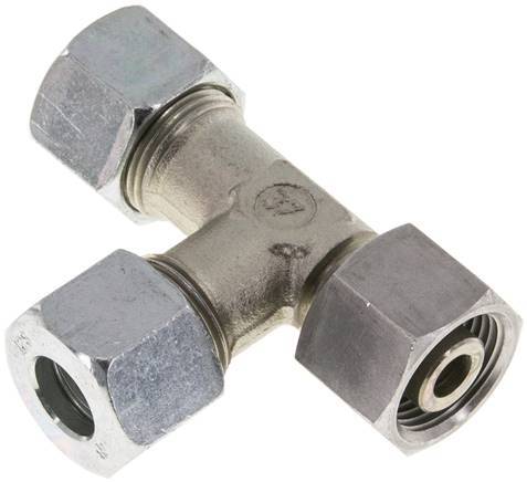 [F2CNW] 12S Acero Galvanizado En Zink Conector En T De Ángulo Recto Cortante Con Giratorio 630 Bar Ajustable ISO 8434-1