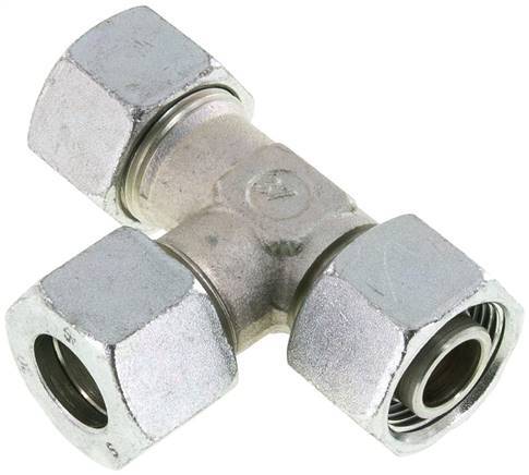 [F2CNZ] 20S Acero Galvanizado En Zink Conector En Ángulo Recto Tipo T De Corte Con Giratorio 400 Bar Ajustable ISO 8434-1