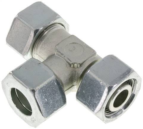 [F2CP2] 25S Zink Plated Steel Right Angle Tee Cutting Fitting with Swivel 400 bar Adjustable ISO 8434-1