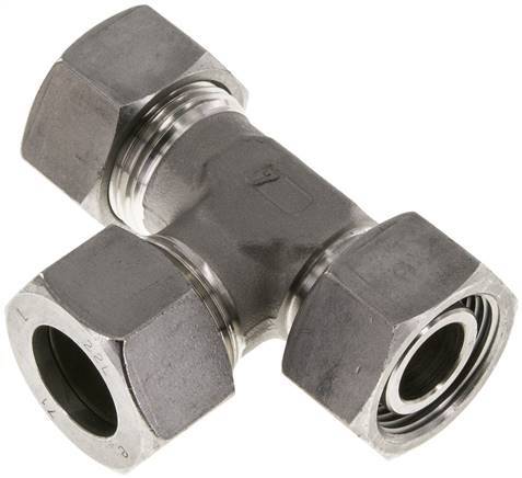 [F2CPB] 22L Edelstahl rechtwinkliges T-Schneidfitting mit Drehgelenk 160 bar einstellbar ISO 8434-1