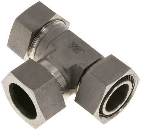 [F2CPD] Racor de corte en T en ángulo recto de acero inoxidable 35L con rótula 160 bar ajustable ISO 8434-1