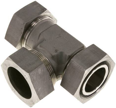 [F2CPE] Accesorio de corte en T en ángulo recto de acero inoxidable 42L con rótula 160 bar ajustable ISO 8434-1