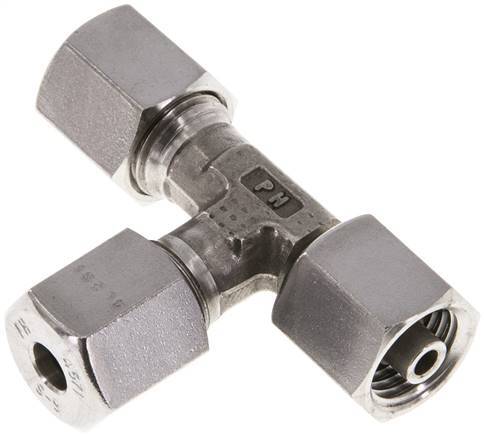 [F2CPF] Accesorio de corte en T en ángulo recto de acero inoxidable 6S con barra giratoria 630 ajustable ISO 8434-1