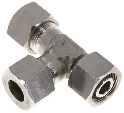 [F2CPM] Accesorio de corte en T en ángulo recto de acero inoxidable 16S con rótula 400 bar ajustable ISO 8434-1