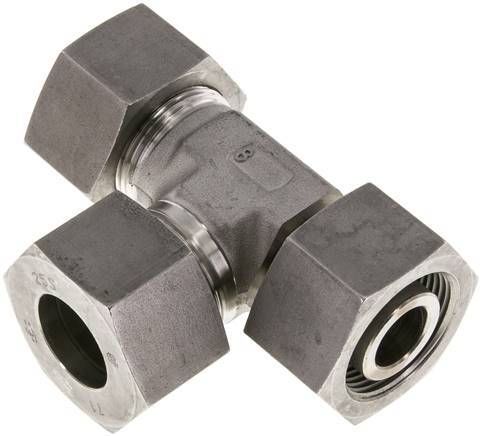 [F2CPP] Accesorio de corte en T en ángulo recto de acero inoxidable 25S con rótula 400 bar ajustable ISO 8434-1