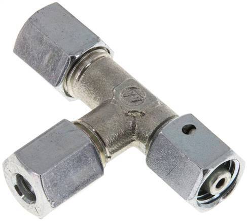 [F2CPS] 6L Zink Plated Steel Right Angle Tee Cutting Fitting with Swivel 315 bar NBR Adjustable ISO 8434-1