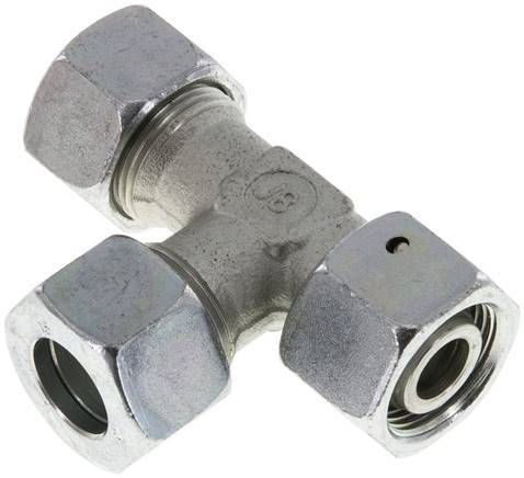 [F2CPW] Racor de corte en T en ángulo recto de acero cincado 15L con rótula 315 bar NBR ajustable ISO 8434-1