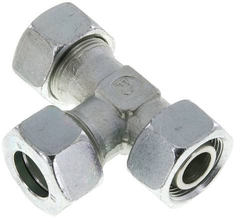 [F2CPX] 18L Acero Galvanizado En Zinc Tee De Ángulo Recto De Corte Con Giratorio 315 Bar NBR Ajustable ISO 8434-1