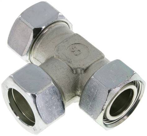 [F2CPZ] 28L Zink Plated Steel Right Angle Tee Cutting Fitting with Swivel 160 bar NBR Adjustable ISO 8434-1