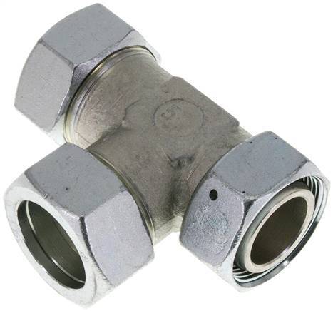 [F2CQ2] 35L Acero Galvanizado Ángulo Recto Tee Corte Accesorio Con Giratorio 160 Bar NBR Ajustable ISO 8434-1
