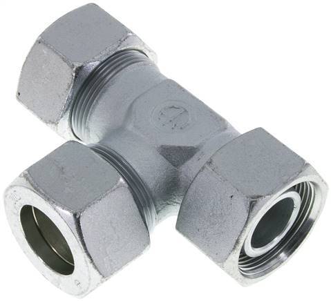 [F2CQC] 30S Acero Galvanizado En Zink Ángulo Recto Tee Corte Accesorio Con Giratorio 400 Bar NBR Ajustable ISO 8434-1