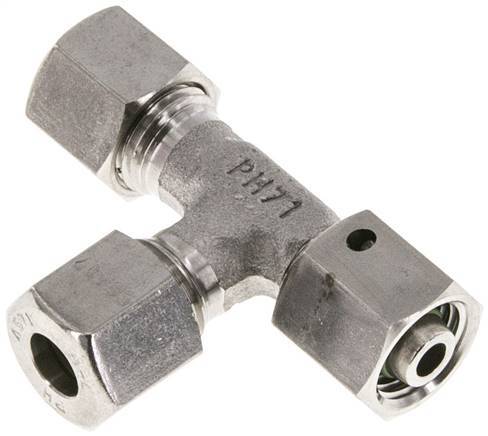[F2CQF] Accesorio de corte en T en ángulo recto de acero inoxidable 8L con rótula 315 bar FKM ajustable ISO 8434-1