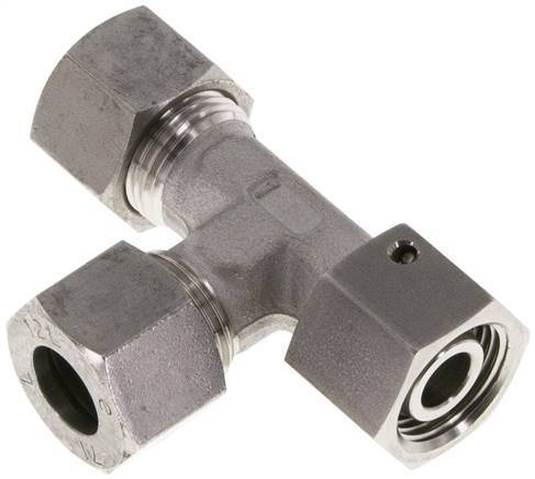 [F2CQH] Accesorio de corte en T en ángulo recto de acero inoxidable 12L con rótula 315 bar FKM ajustable ISO 8434-1