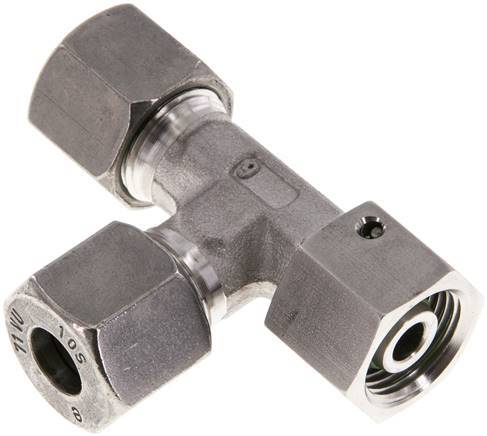 [F2CQK] Accesorio de corte en T en ángulo recto de acero inoxidable 18L con rótula 315 bar FKM ajustable ISO 8434-1