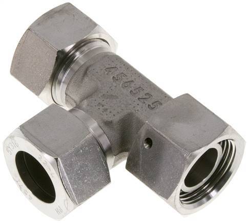 [F2CQM] 22L Stainless Steel Right Angle Tee Cutting Fitting with Swivel 160 bar FKM Adjustable ISO 8434-1