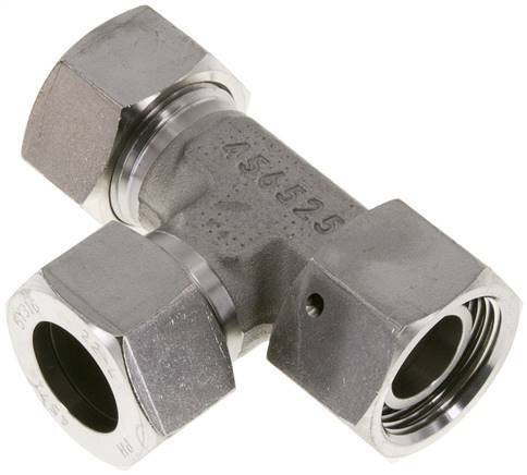 [F2CQM] Accesorio de corte en T en ángulo recto de acero inoxidable 22L con rótula 160 bar FKM ajustable ISO 8434-1