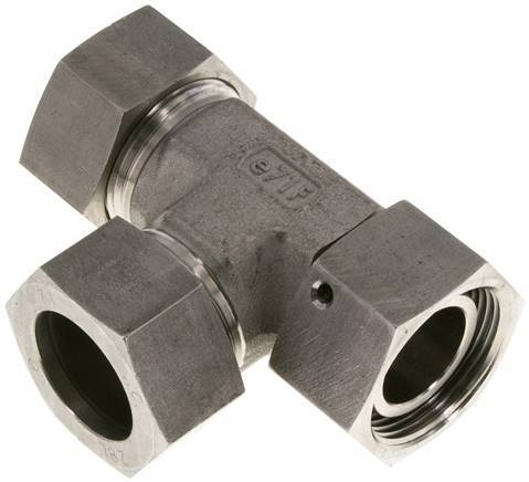 [F2CQN] Accesorio de corte en T en ángulo recto de acero inoxidable 28L con rótula 160 bar FKM ajustable ISO 8434-1