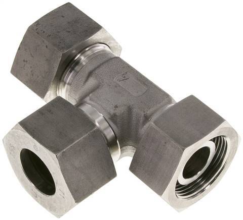 [F2CQY] Accesorio de corte en T en ángulo recto de acero inoxidable 25S con rótula 400 bar FKM ajustable ISO 8434-1