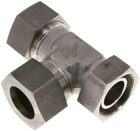 [F2CR2] Accesorio de corte en T en ángulo recto de acero inoxidable 38S con rótula 315 bar FKM ajustable ISO 8434-1