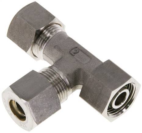 [F2CRD] 12S Raccord à compression en T à angle droit en acier inoxydable avec émerillon 400 bar FKM Ajustable ISO 8434-1