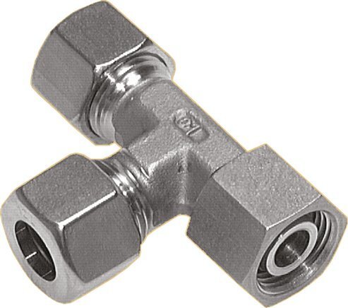 [F2CRG] 20S Stainless Steel Right Angle Tee Compression Fitting with Swivel 250 bar FKM Adjustable ISO 8434-1