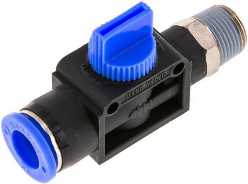 [F2DSU] 3/2-Way Shut-Off Hand Valve 12 mm - R3/8'' Plastic/Brass Tube-side venting