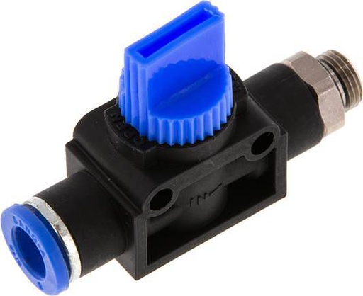 [F2DT2] Vanne manuelle d'arrêt à 3/2 voies 8 mm - G1/8'' plastique/laiton Filetage côté ventilation