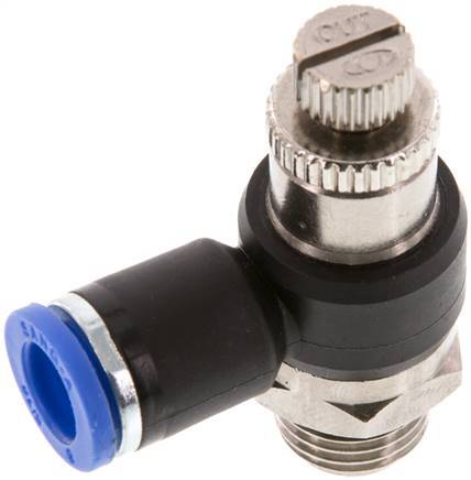 [F2DTS] Silenciador de control de flujo Codo de salida de contador 8 mm - G1/4'' Latón/PA 66