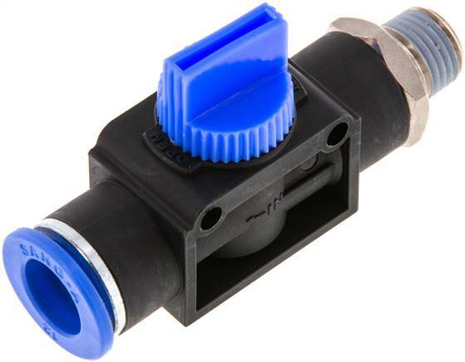 [F2DV5] 3/2-Way Shut-Off Hand Valve 12 mm - R1/4'' Plastic/Brass Tube-side venting