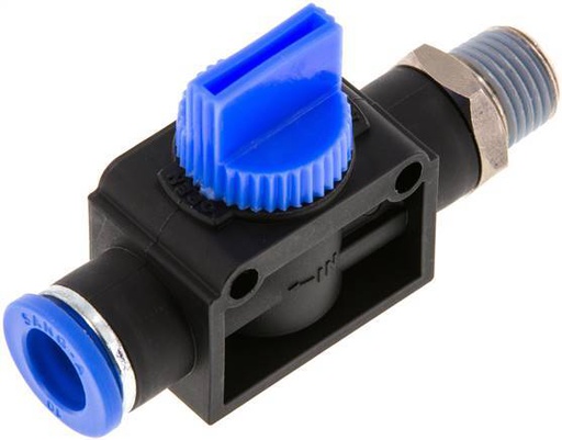 [F2DVZ] 3/2-Way Shut-Off Hand Valve 10 mm - R1/4'' Plastic/Brass Tube-side venting