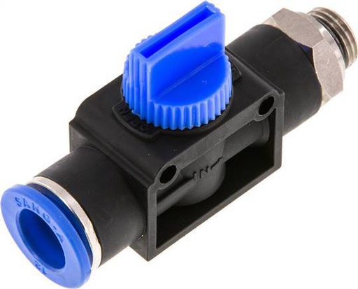[F2DW2] Vanne manuelle d'arrêt à 3/2 voies 12 mm - G1/4'' plastique/laiton Filetage côté ventilation