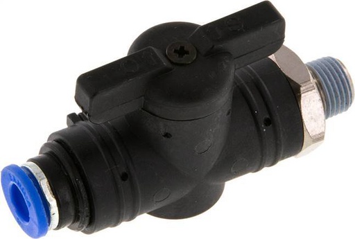 [F2DXC] 2-Wege-Kugelhahn in gerader Ausführung 6 mm - R1/8'' Kunststoff/Messing