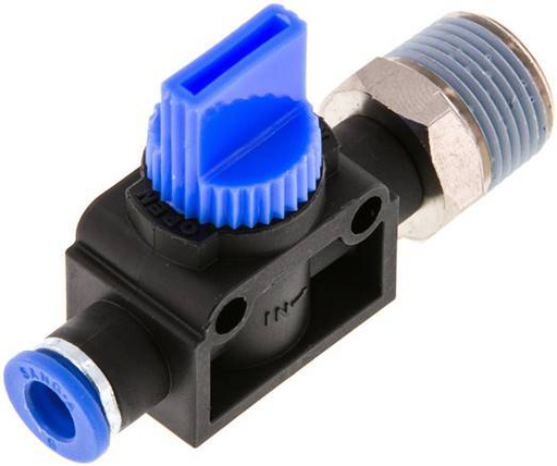 [F2DY8] vanne manuelle d'arrêt à 3/2 voies 6 mm - R3/8'' plastique/laiton Filetage côté ventilation