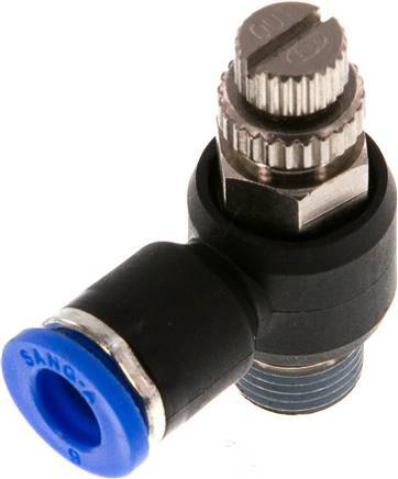 [F2E3H] Coude de sortie de compteur du silencieux Flow Control 6 mm - R1/8'' laiton/PA 66