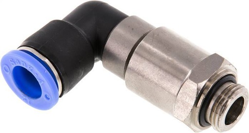[F2E3Z] Coude 12mm & G3/8'' Joint rapide pivotant Filetages mâle Push-In Laiton nickele/PBT NBR Rotatif