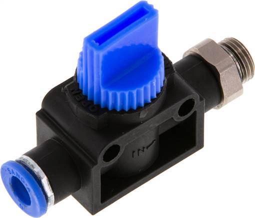 [F2E4Y] 3/2-Way Shut-Off Hand Valve 6 mm - G1/8'' Plastic/Brass Thread-side venting