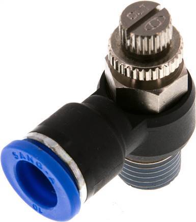 [F2E5B] L-stuk Regelventiel 10 mm - R1/4'' Regeling-Uit Messing/Nylon