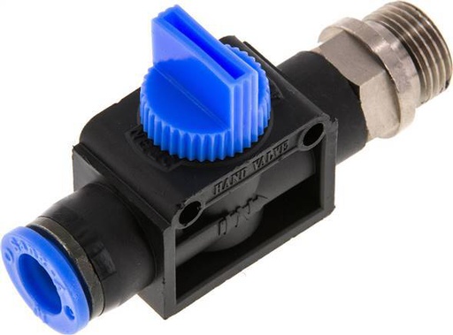 [F2E5K] vanne manuelle d'arrêt 3/2 10 mm - G3/8'' plastique/laiton Filetage côté ventilation