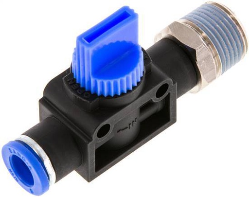 [F2E5U] 3/2-Way Shut-Off Hand Valve 8 mm - R3/8'' Plastic/Brass Tube-side venting