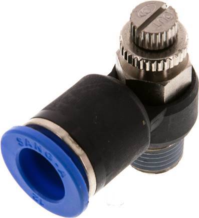 [F2E6R] Coude de sortie de compteur du silencieux Flow Control 12 mm - R1/4'' Brass/PA 66