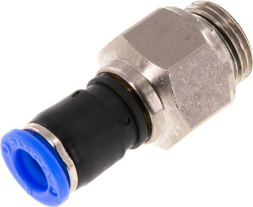 [F2E6T] 8mm & G3/8'' Joint Tournant Filetages mâles Push-In Laiton Nickele/PBT NBR Rotatif