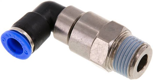 [F2E7H] coude 10mm & R1/2'' Joint rapide pivotant Filets mâles Push-In Laiton nickele/PBT NBR Rotatif