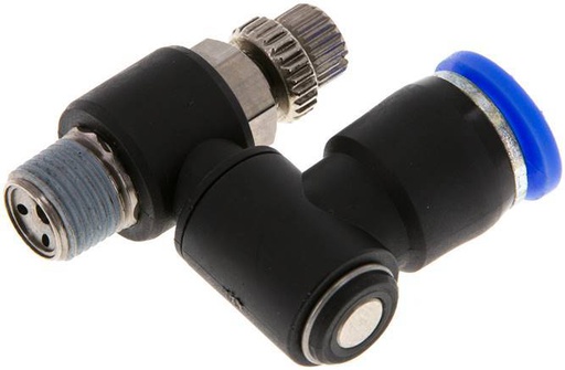 [F2E7J] Flow Control Silencer Meter-Out Rotatable 8 mm - R1/8'' Brass/PA 66