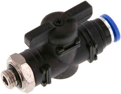 [F2E8T] 2-Way Straight Ball Valve 8 mm - G1/8'' Plastic/Brass