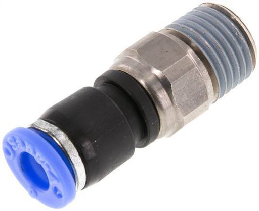 [F2E9R] raccords tournants 6mm & R1/4'' Filetages mâles Push-In Laiton nickelé/PBT NBR Rotatif