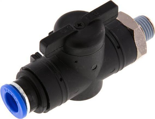 [F2E9V] 2-Way Straight Ball Valve 10 mm - R1/4'' Plastic/Brass