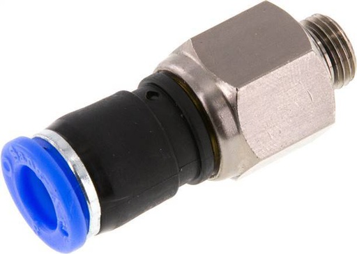 [F2EA2] 8mm & G1/8'' Joint Tournant Filetages mâles Push-In Laiton Nickele/PBT NBR Rotatif