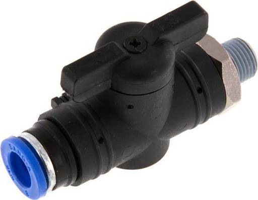 [F2EAW] 2-Way Straight Ball Valve 8 mm - R1/8'' Plastic/Brass