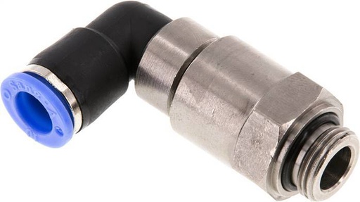 [F2EBC] coude 10mm & G3/8'' Joint rapide pivotant Filets mâles Push-In Laiton nickele/PBT NBR Rotatif