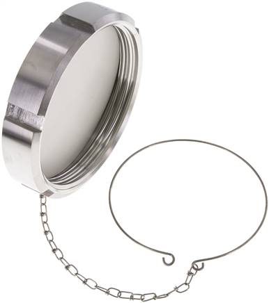 [F2EFY] Cap Nut Rd130 X 1/4'' DN 100 Stainless Steel 1.4404 NBR DIN 11851 FDA 21 with Chain